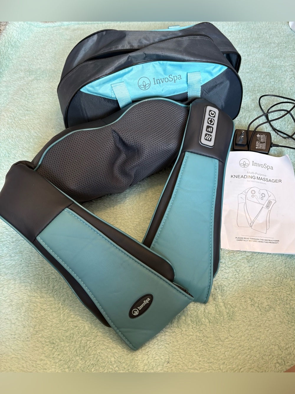 InvoSpa Shiatsu Neck & Back Massager w/ Heat + Carry Case